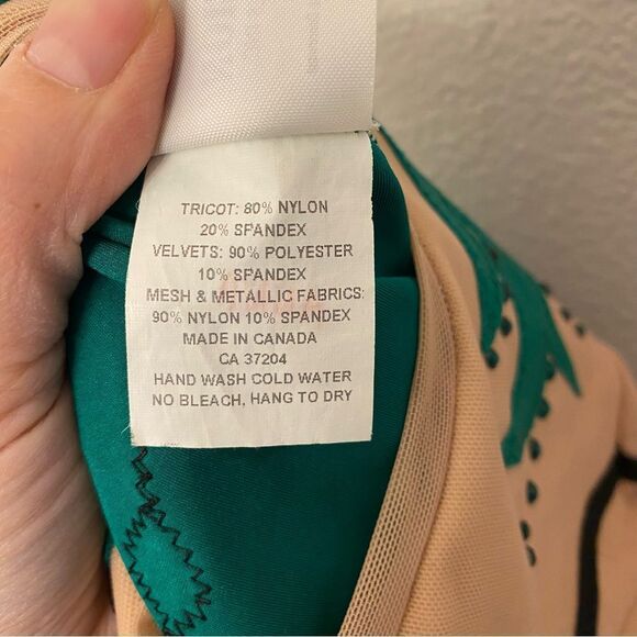 Illusion Custom gymnastics competition leotard rhythmic green rhinestone LC - Picture 8 of 10